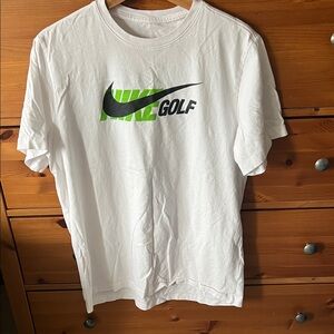 Nike Men's White and Green Golf Tee, Size L